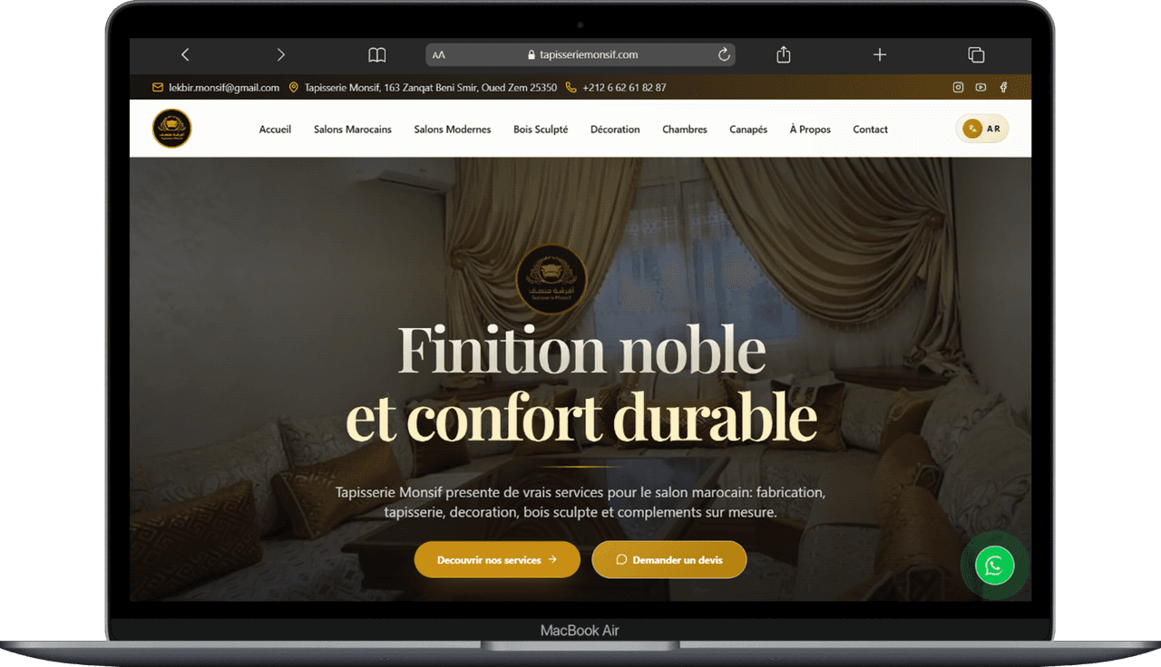 Site vitrine Tapisserie Monsif
